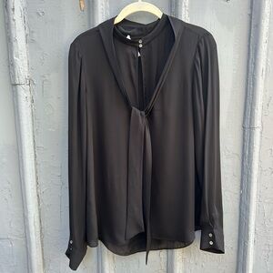 Elizabeth & James black silk tie front blouse, size M